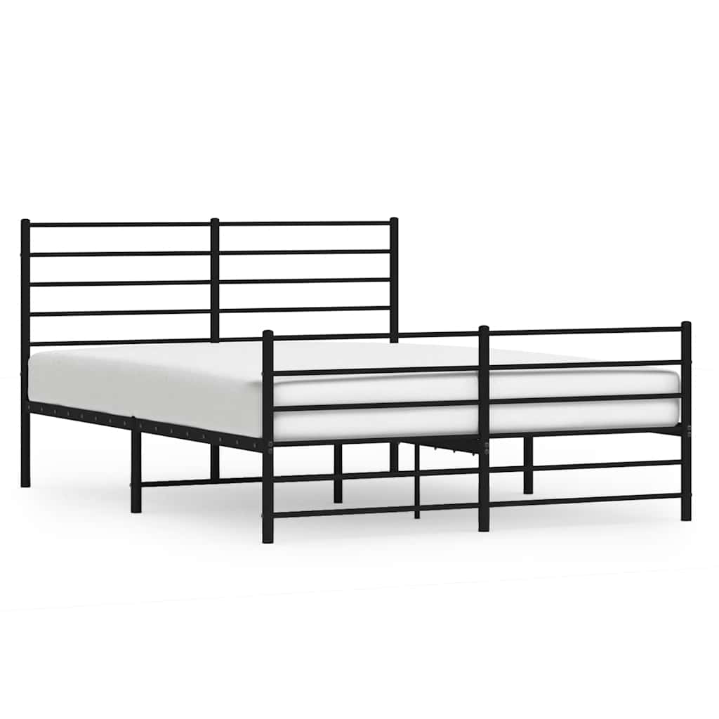sengeramme med sengegavl og fodgærde 120x190 cm metal sort