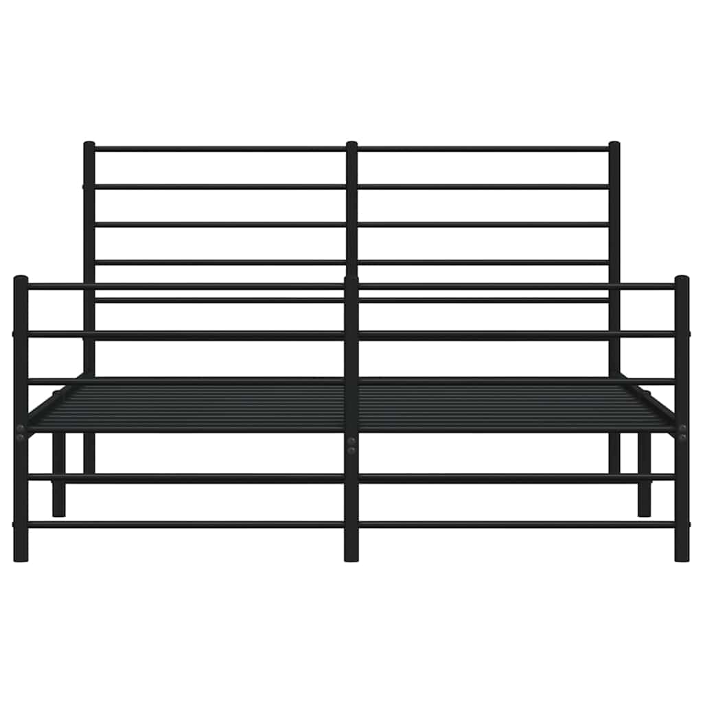 sengeramme med sengegavl og fodgærde 140x190 cm metal sort
