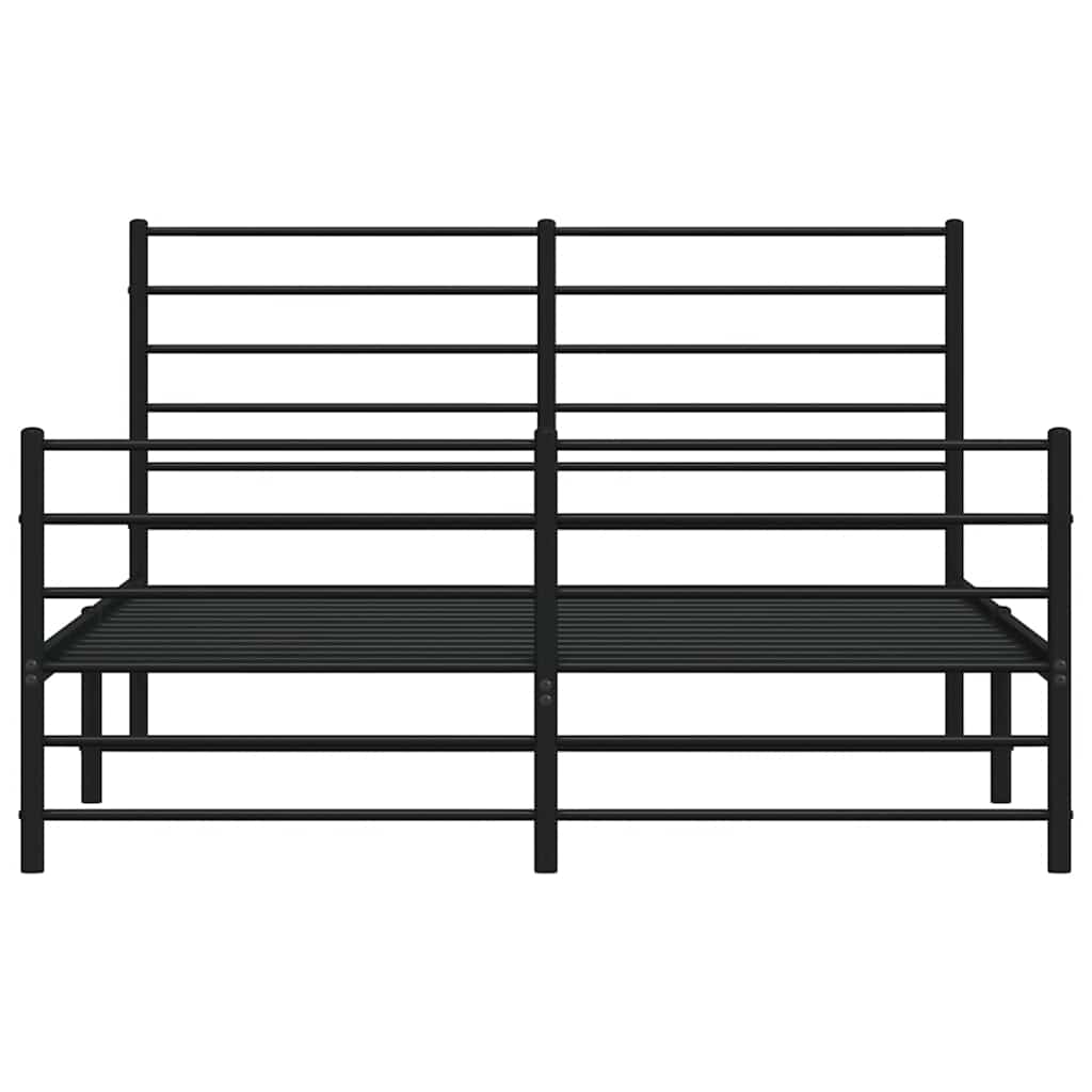 sengeramme med sengegavl og fodgærde 140x200 cm metal sort