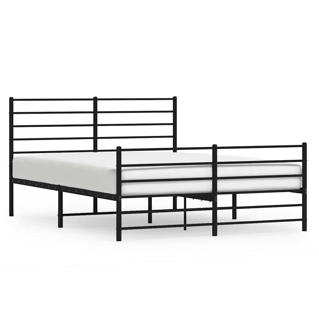 sengeramme med sengegavl og fodgærde 150x200 cm metal sort