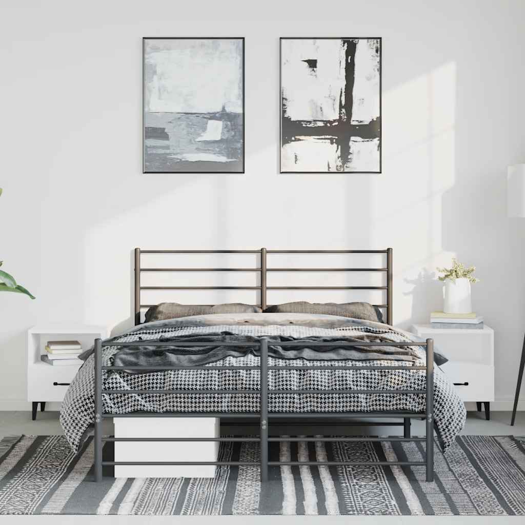 sengeramme med sengegavl og fodgærde 150x200 cm metal sort