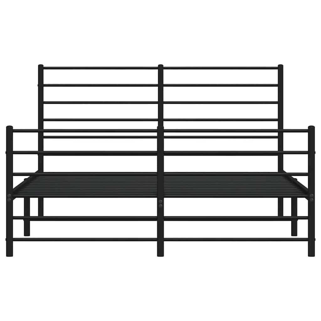 sengeramme med sengegavl og fodgærde 150x200 cm metal sort