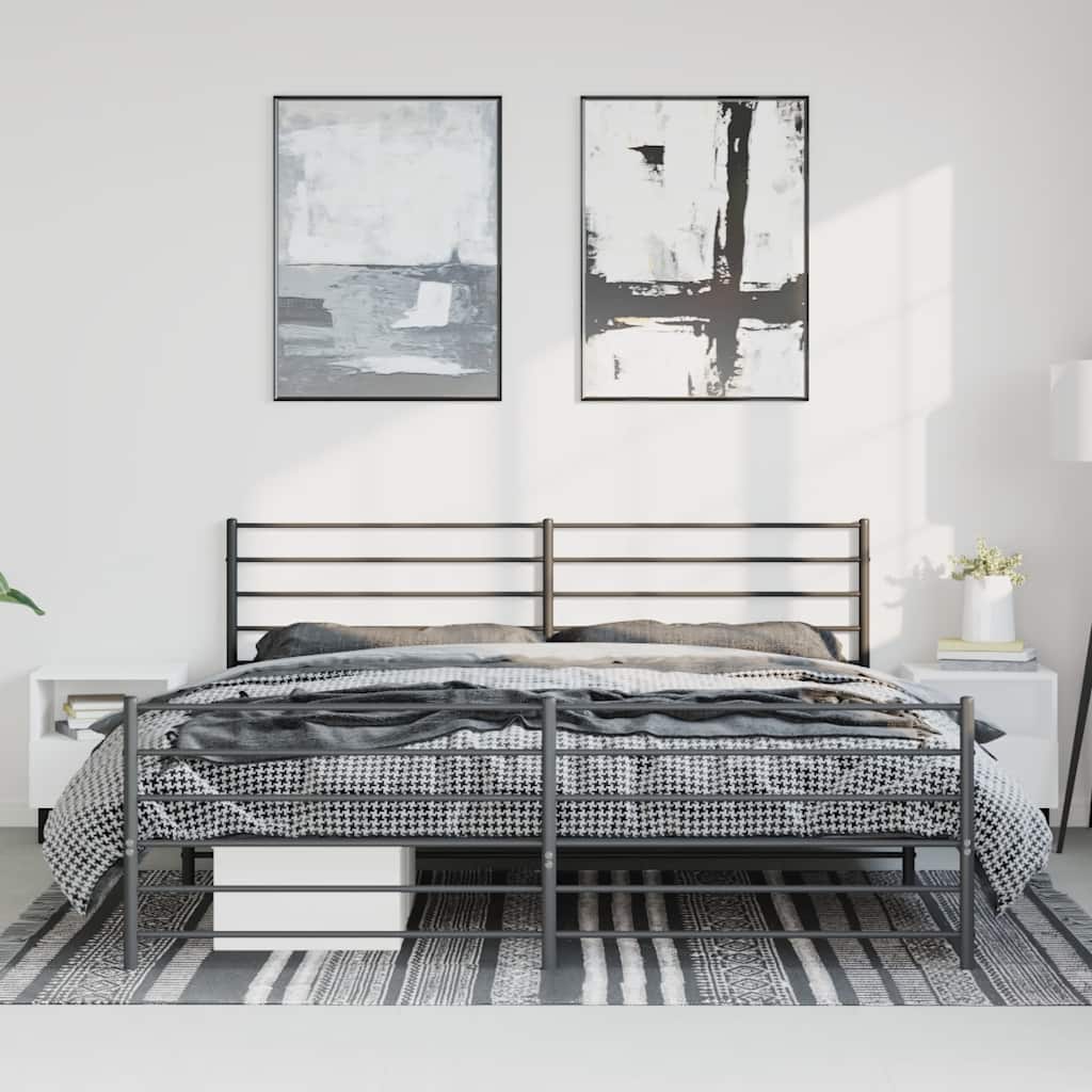 sengeramme med sengegavl og fodgærde 183x213 cm metal sort