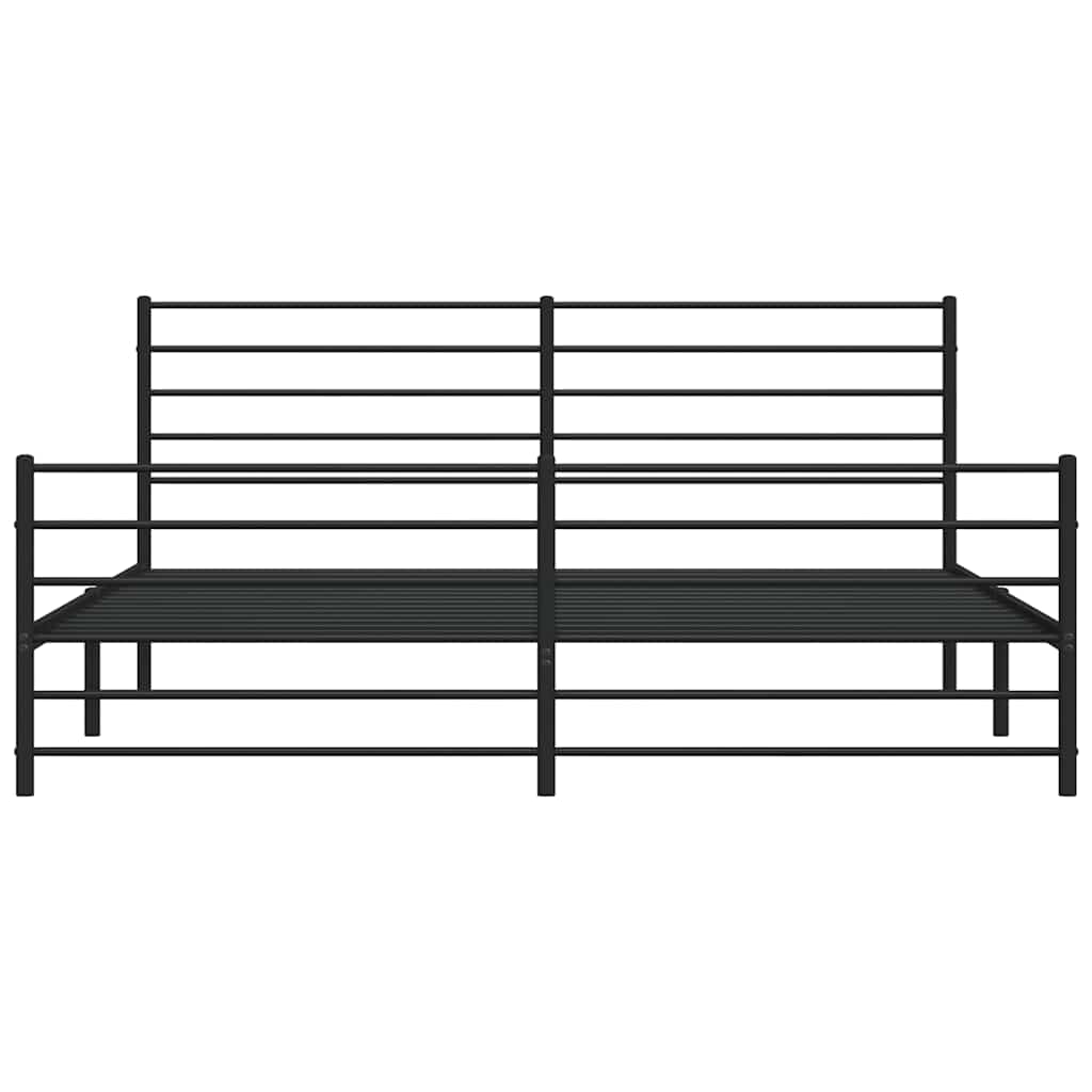 sengeramme med sengegavl og fodgærde 183x213 cm metal sort
