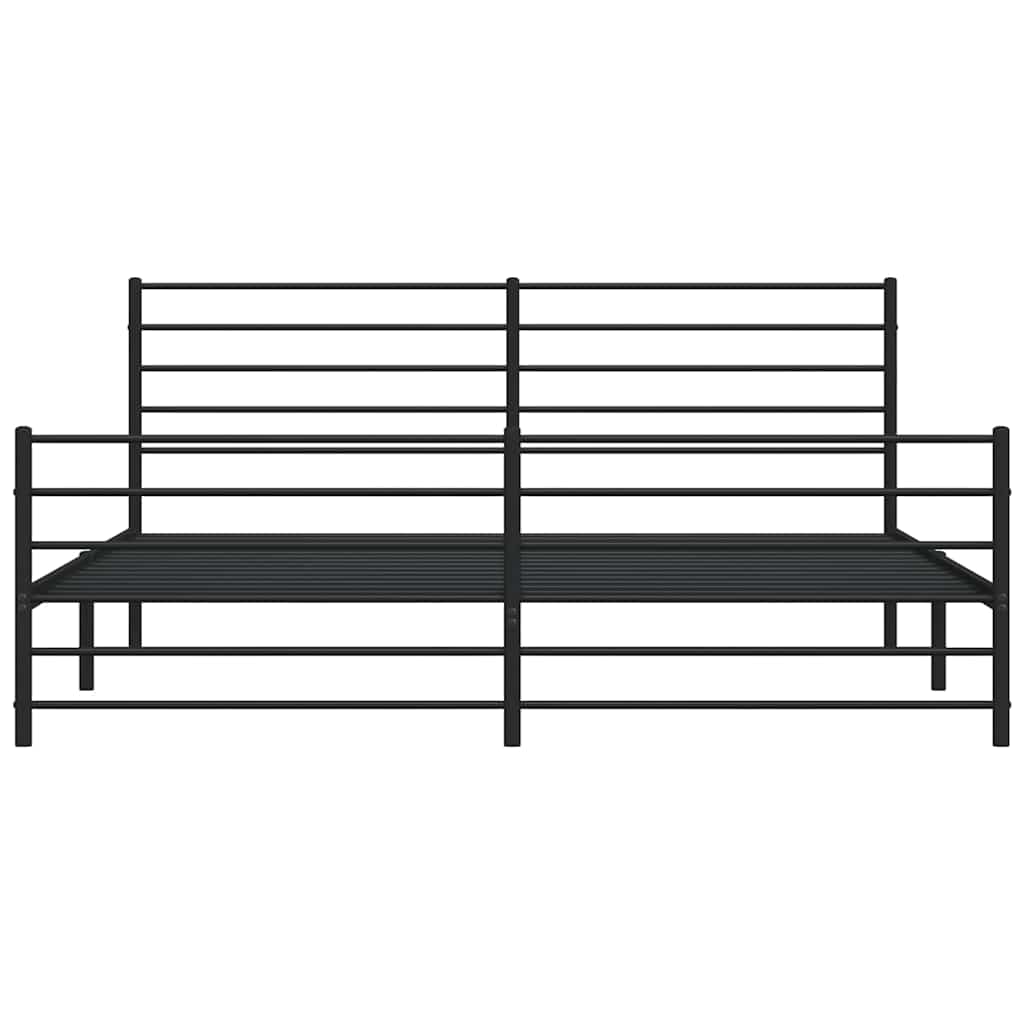 sengeramme med sengegavl og fodgærde 193x203 cm metal sort