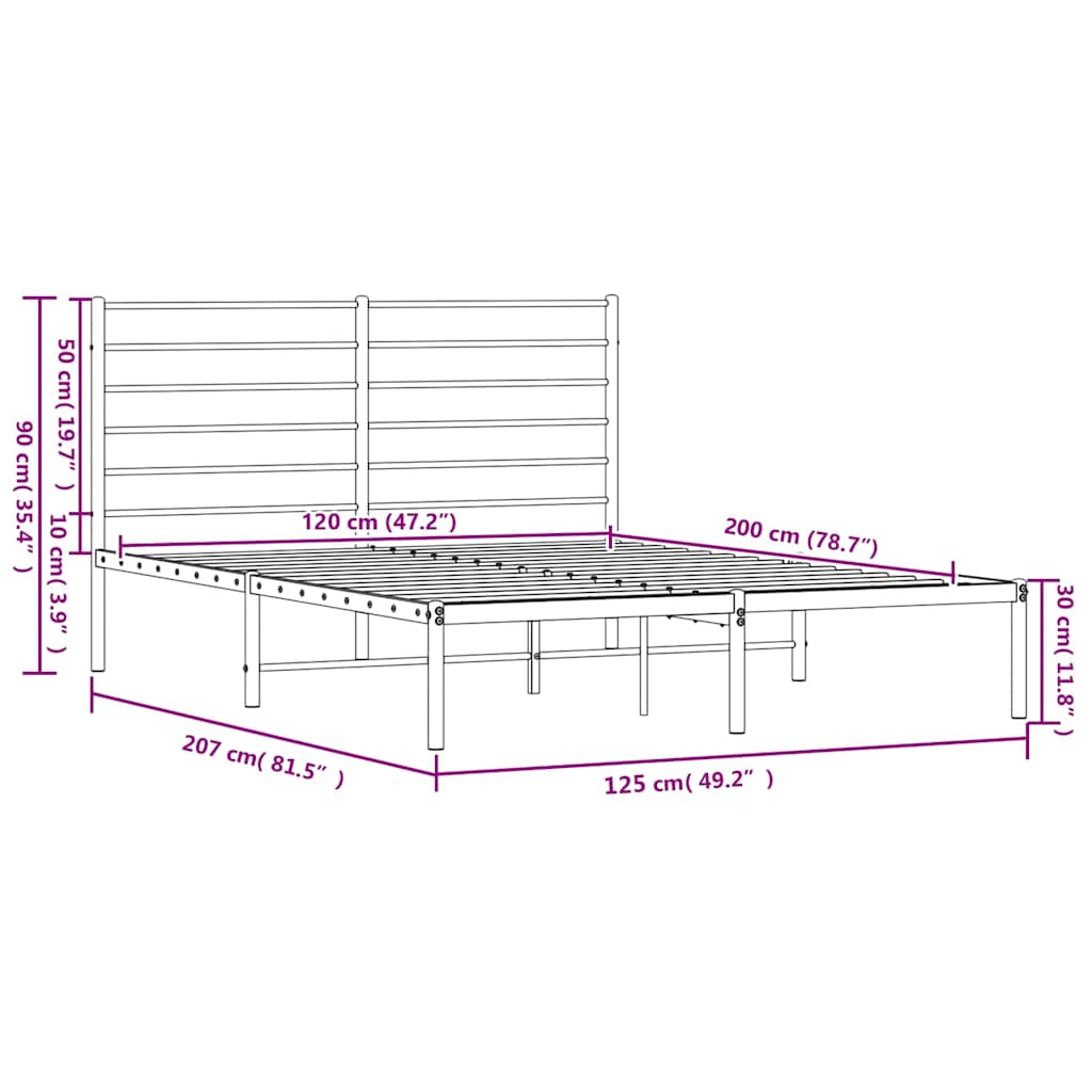 sengeramme med sengegavl 120x200 cm metal hvid
