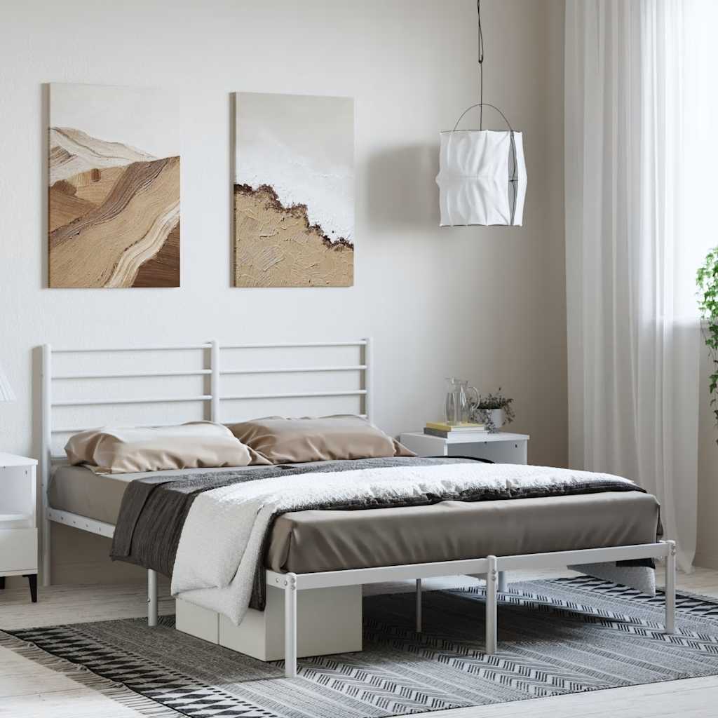 sengeramme med sengegavl 135x190 cm metal hvid