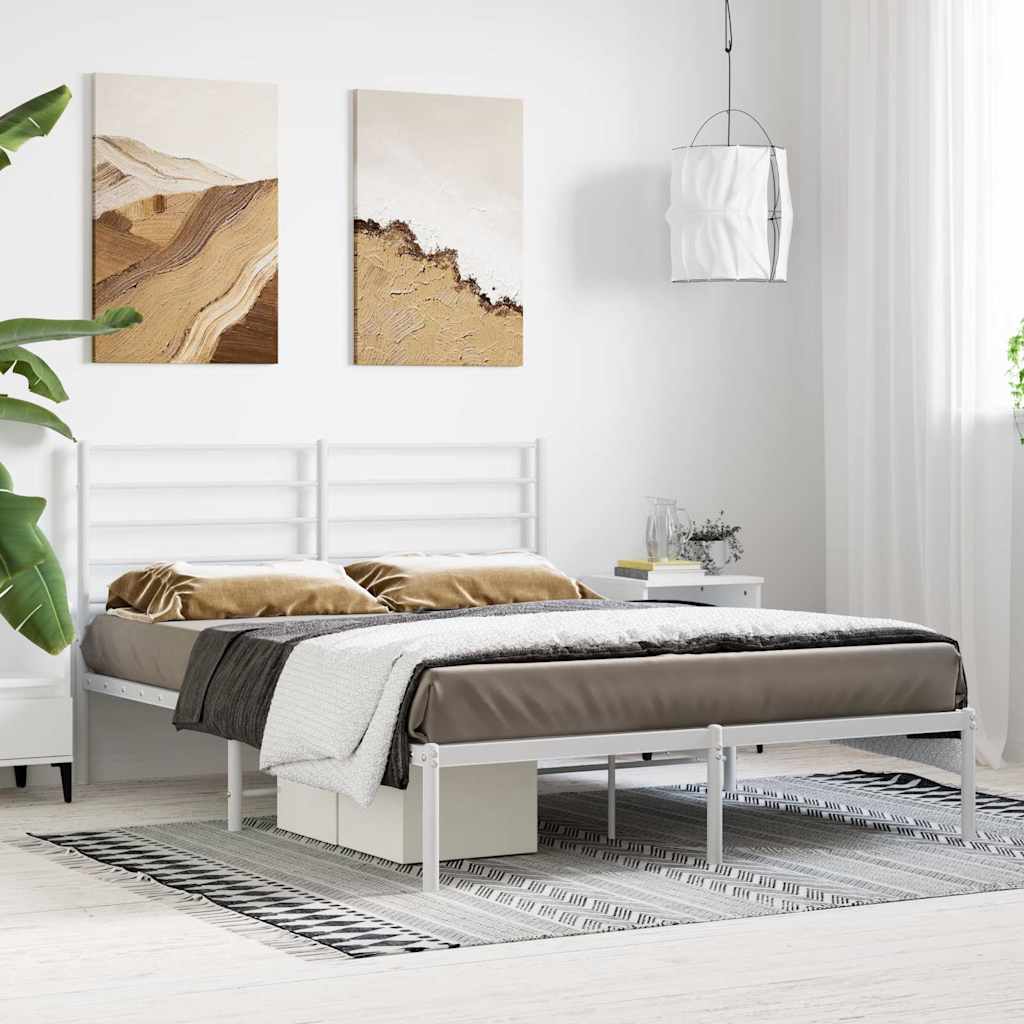 sengeramme med sengegavl 140x190 cm metal hvid
