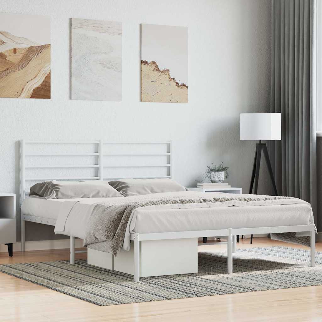 sengeramme med sengegavl 140x190 cm metal hvid
