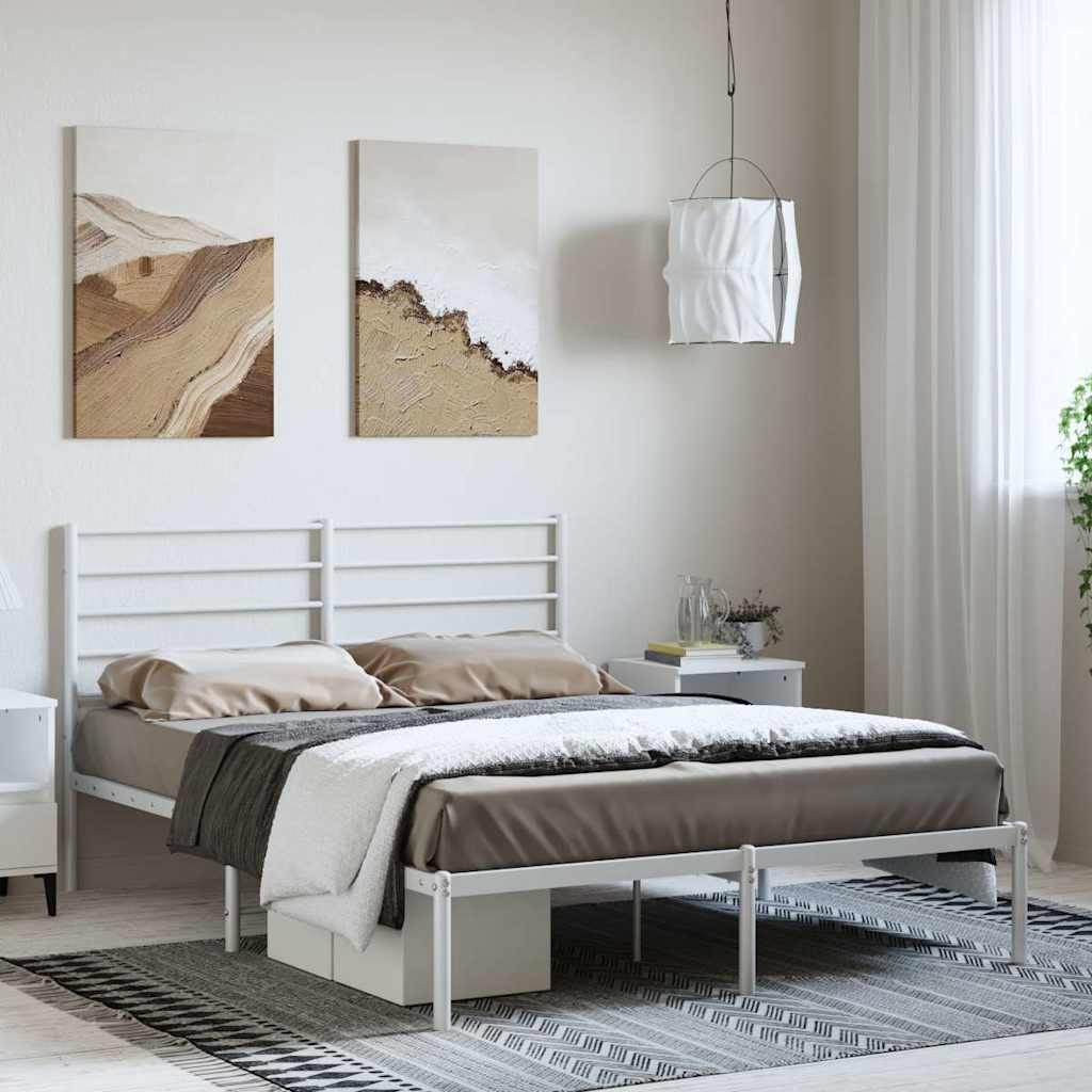 sengeramme med sengegavl 150x200 cm metal hvid