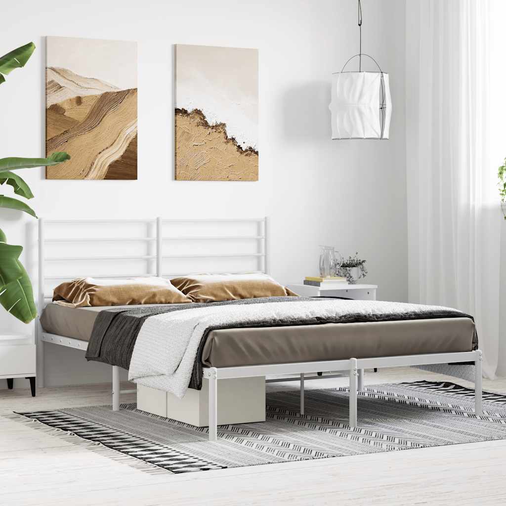 sengeramme med sengegavl 160x200 cm metal hvid