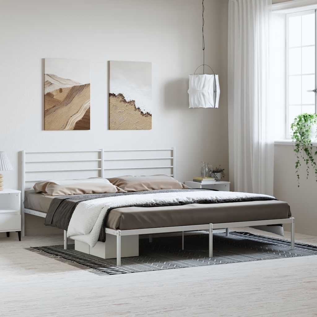 sengeramme med sengegavl 183x213 cm metal hvid