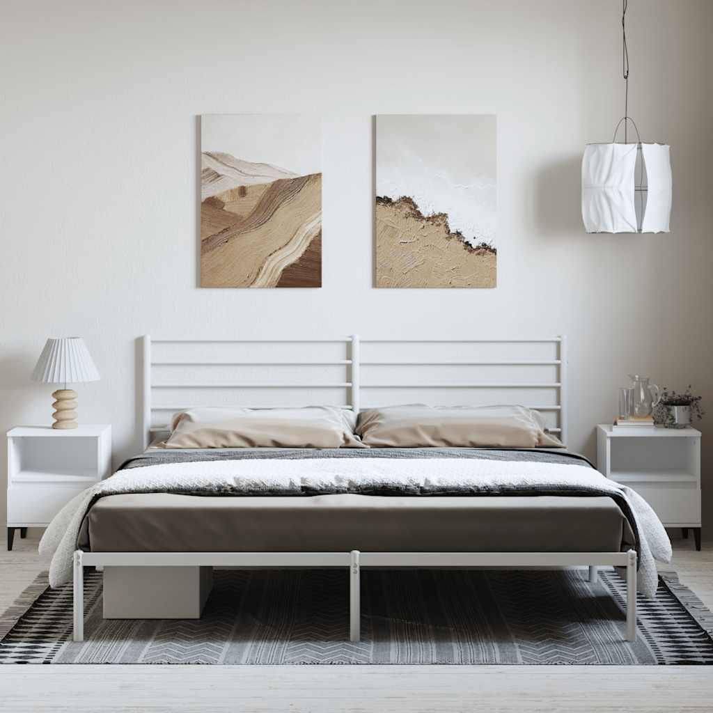 sengeramme med sengegavl 193x203 cm metal hvid
