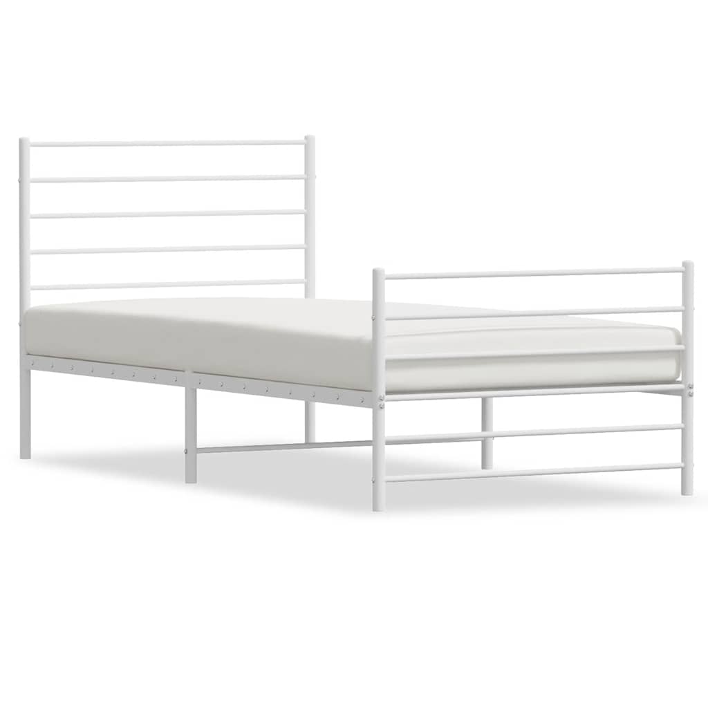 sengeramme med sengegavl og fodgærde 90x190 cm metal hvid