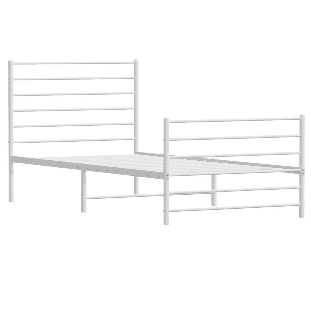 sengeramme med sengegavl og fodgærde 90x190 cm metal hvid