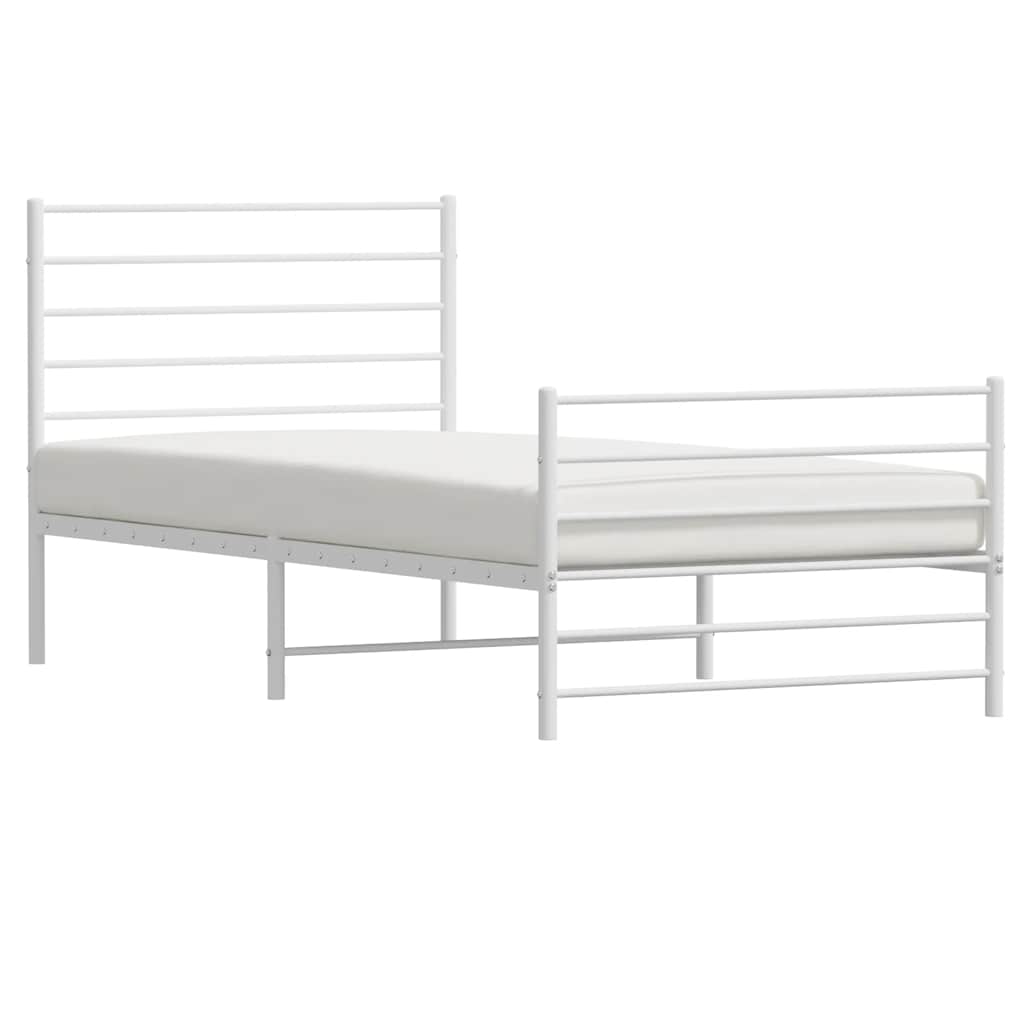sengeramme med sengegavl og fodgærde 90x190 cm metal hvid