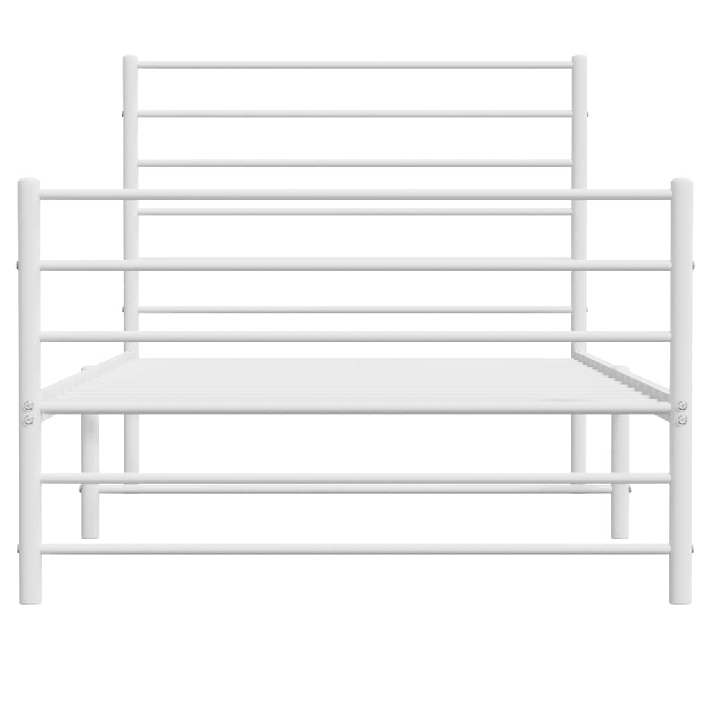 sengeramme med sengegavl og fodgærde 90x190 cm metal hvid