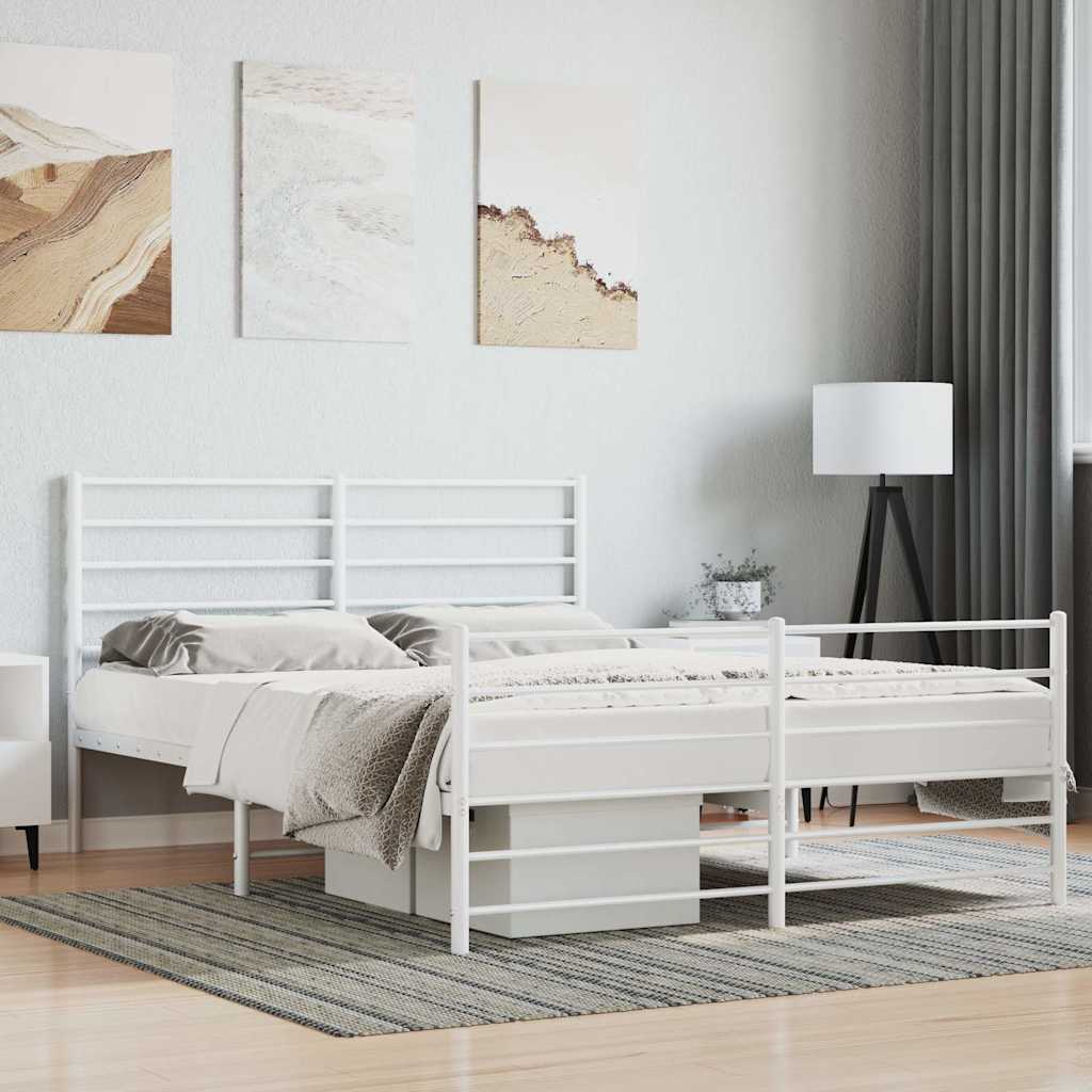 sengeramme med sengegavl og fodgærde 120x190 cm metal hvid