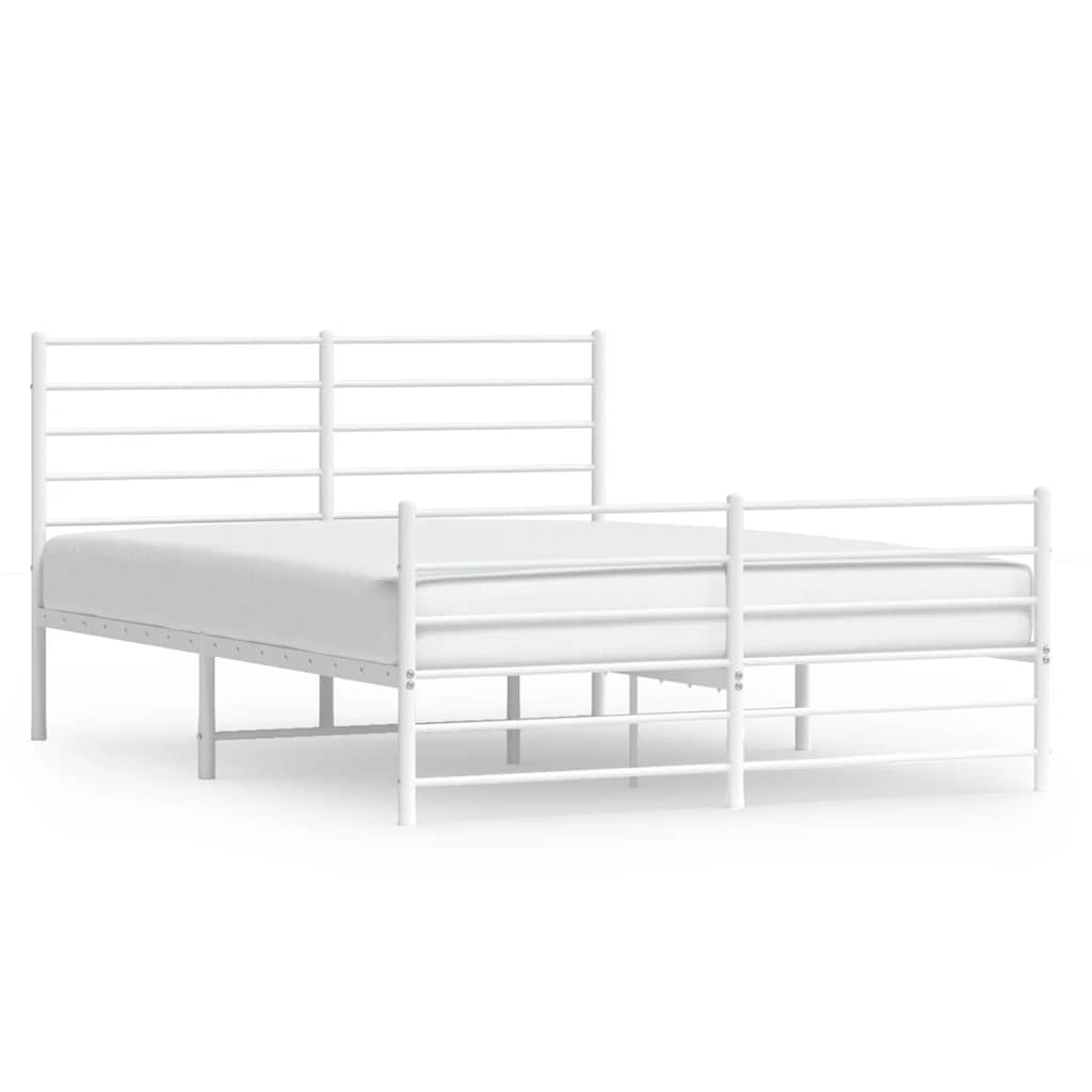 sengeramme med sengegavl og fodgærde 140x190 cm metal hvid
