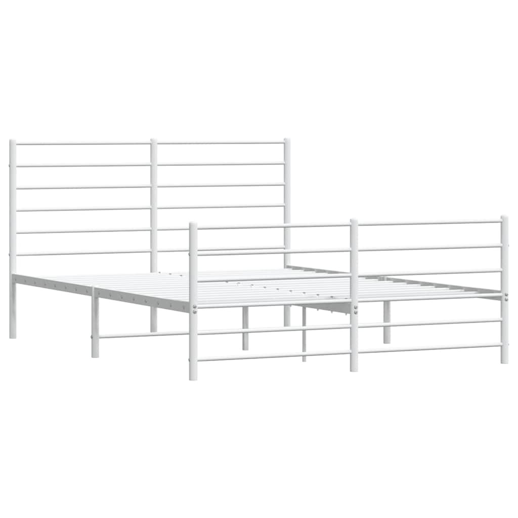 sengeramme med sengegavl og fodgærde 140x190 cm metal hvid