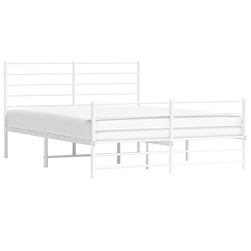 sengeramme med sengegavl og fodgærde 140x190 cm metal hvid