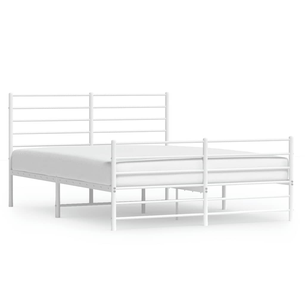 sengeramme med sengegavl og fodgærde 150x200 cm metal hvid