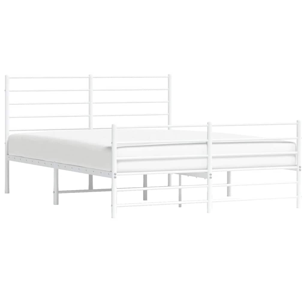 sengeramme med sengegavl og fodgærde 150x200 cm metal hvid