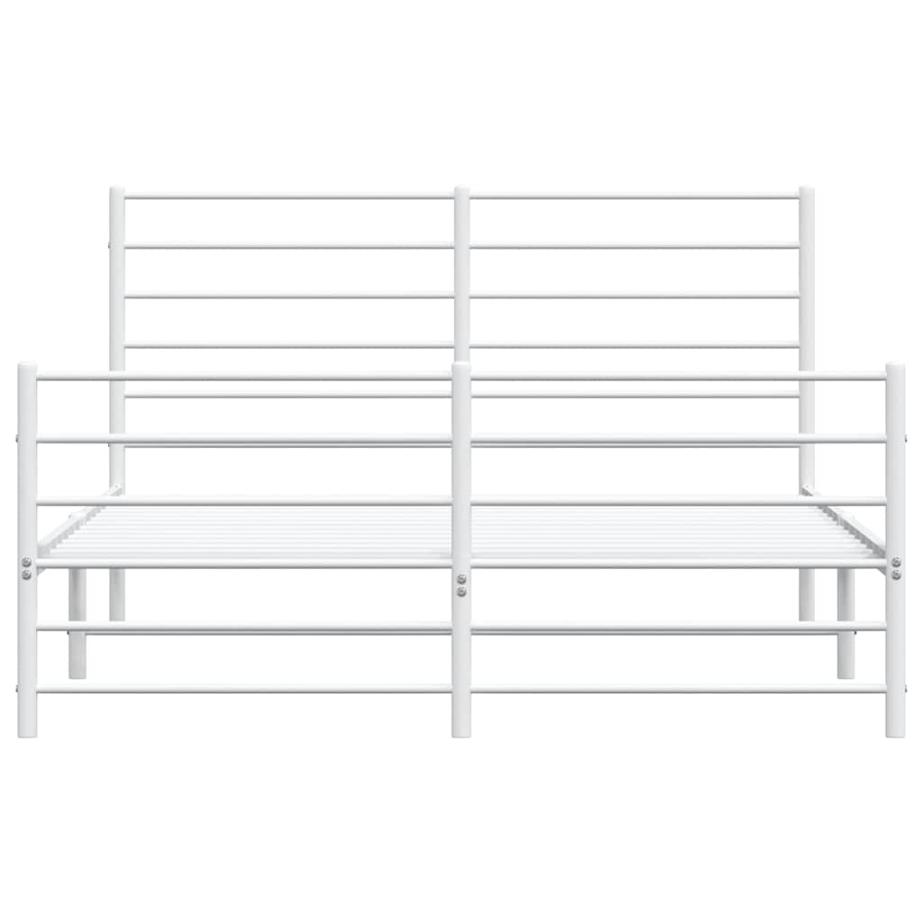 sengeramme med sengegavl og fodgærde 150x200 cm metal hvid