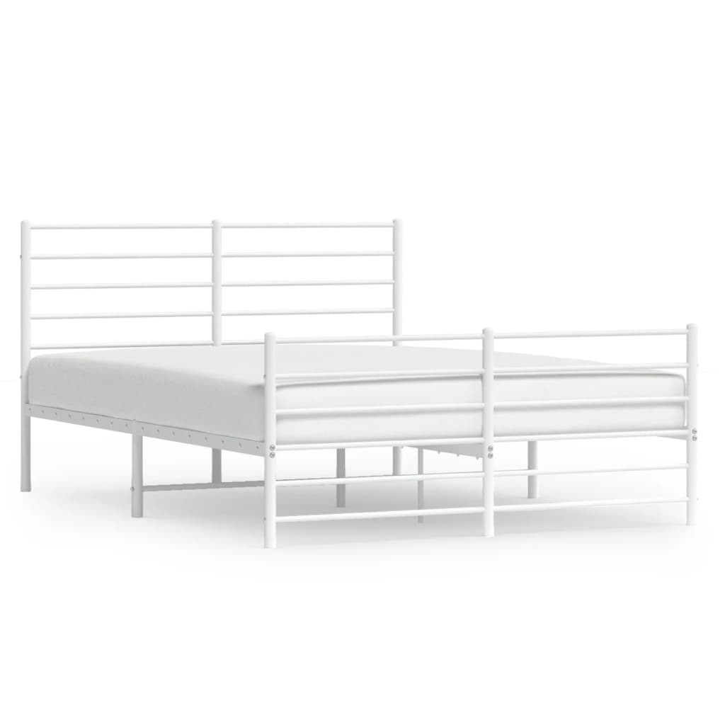 sengeramme med sengegavl og fodgærde 160x200 cm metal hvid