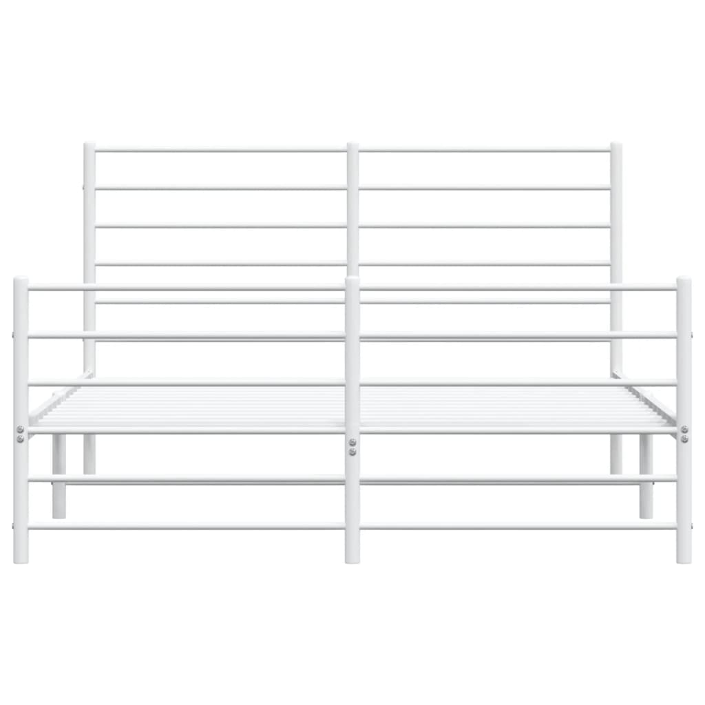 sengeramme med sengegavl og fodgærde 160x200 cm metal hvid