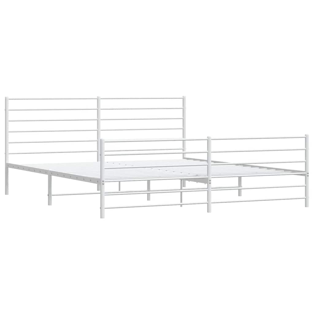 sengeramme med sengegavl og fodgærde 180x200 cm metal hvid