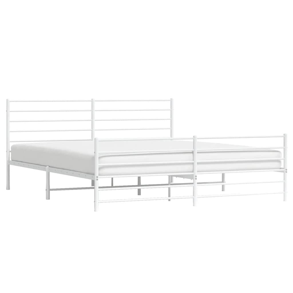 sengeramme med sengegavl og fodgærde 180x200 cm metal hvid