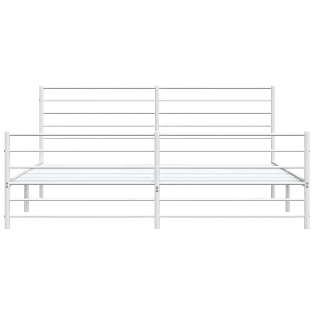 sengeramme med sengegavl og fodgærde 180x200 cm metal hvid