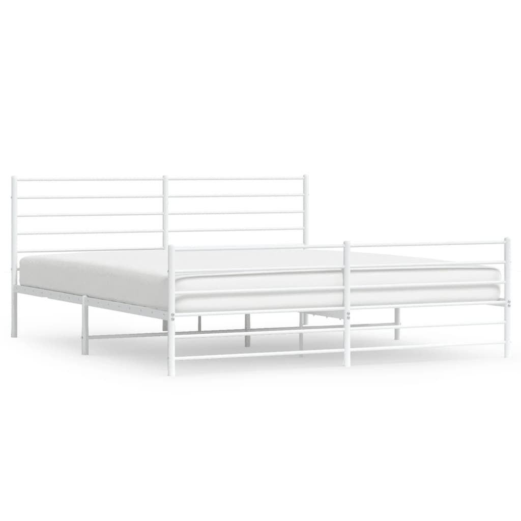 sengeramme med sengegavl og fodgærde 200x200 cm metal hvid