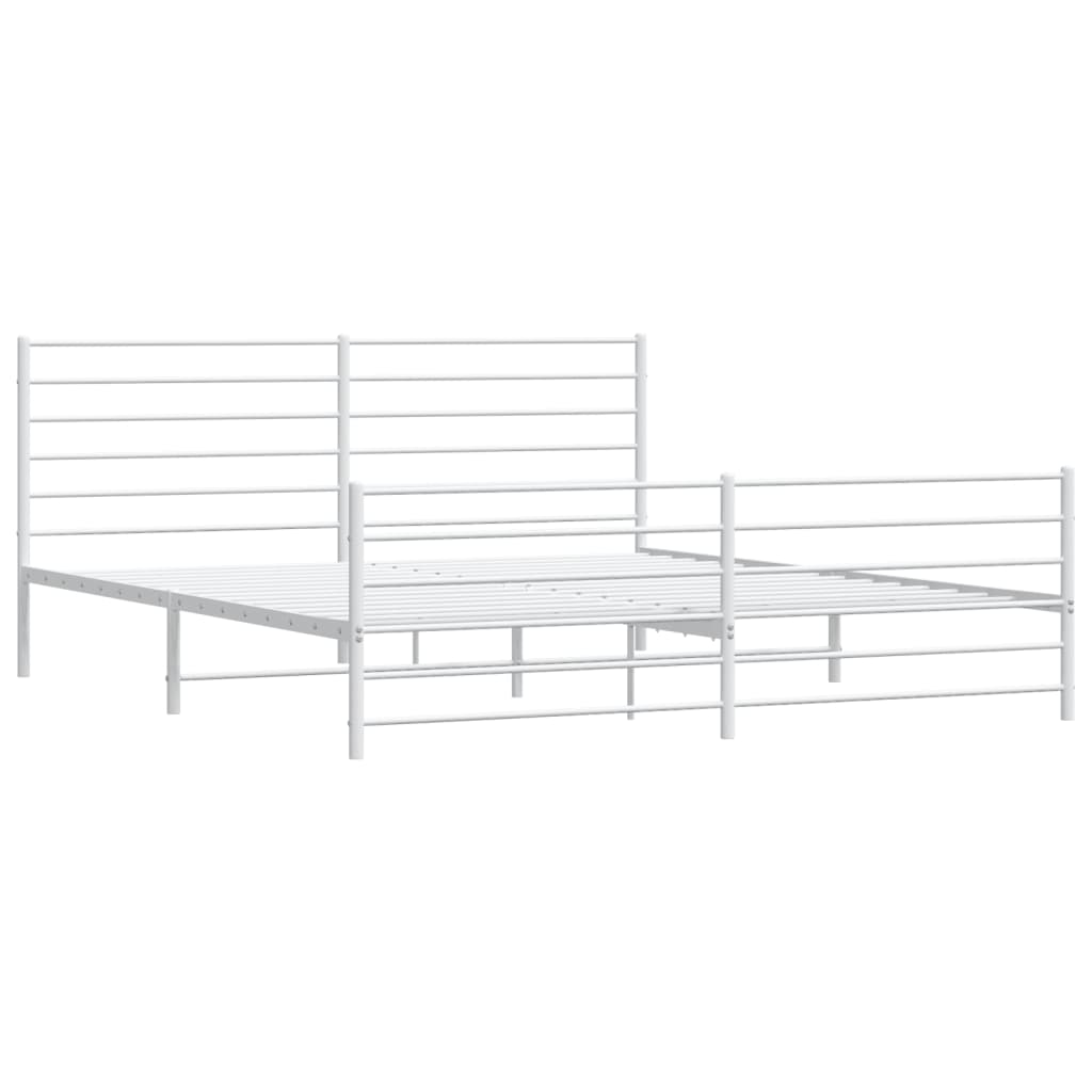 sengeramme med sengegavl og fodgærde 200x200 cm metal hvid