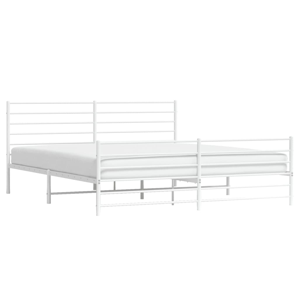 sengeramme med sengegavl og fodgærde 200x200 cm metal hvid