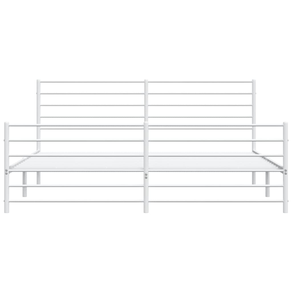 sengeramme med sengegavl og fodgærde 200x200 cm metal hvid