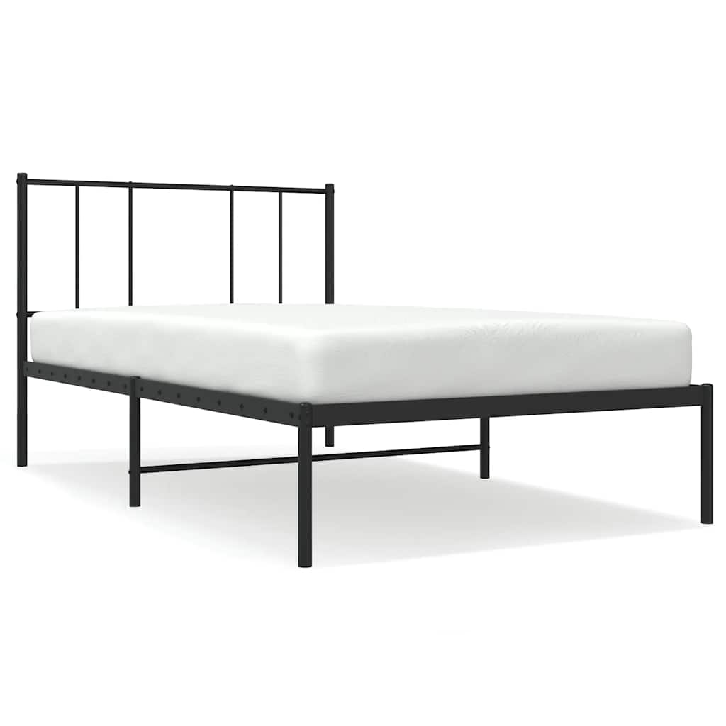 sengeramme med sengegavl 90x190 cm metal sort