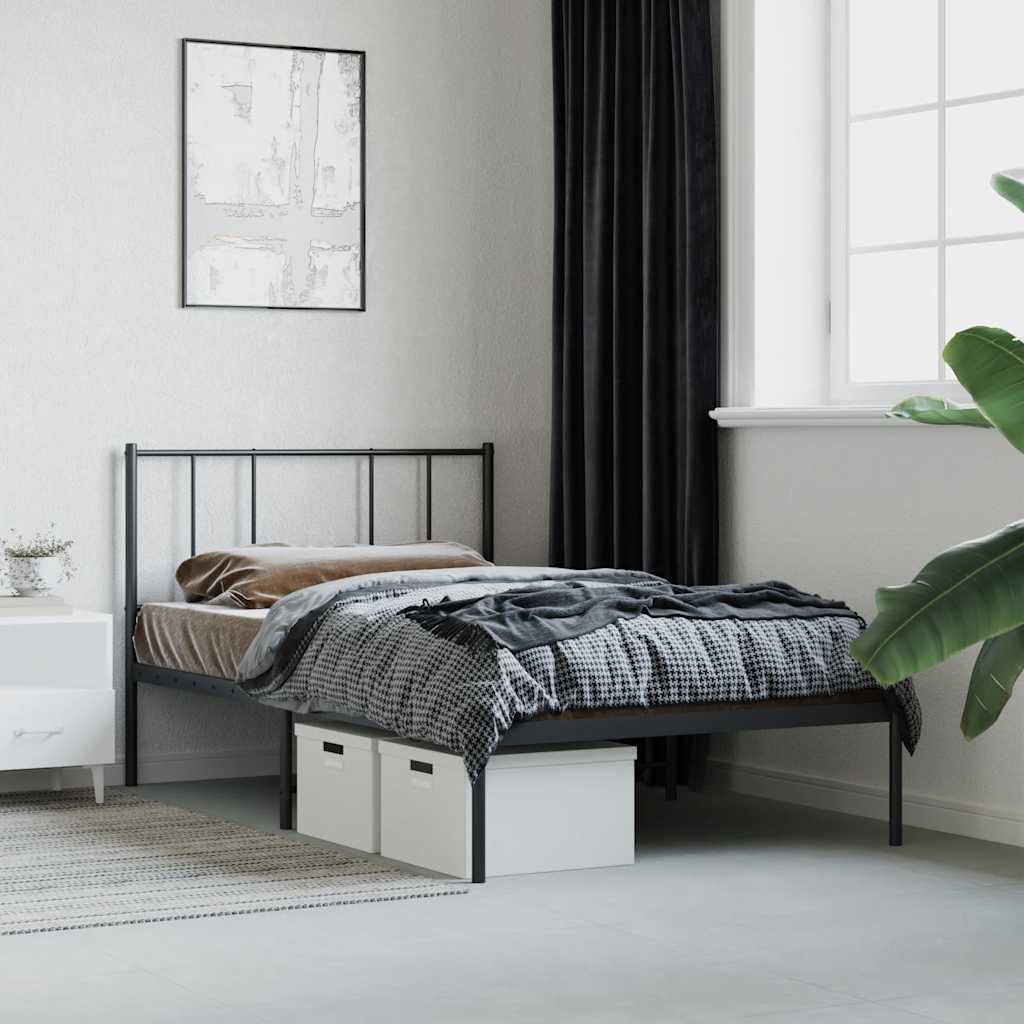sengeramme med sengegavl 90x190 cm metal sort