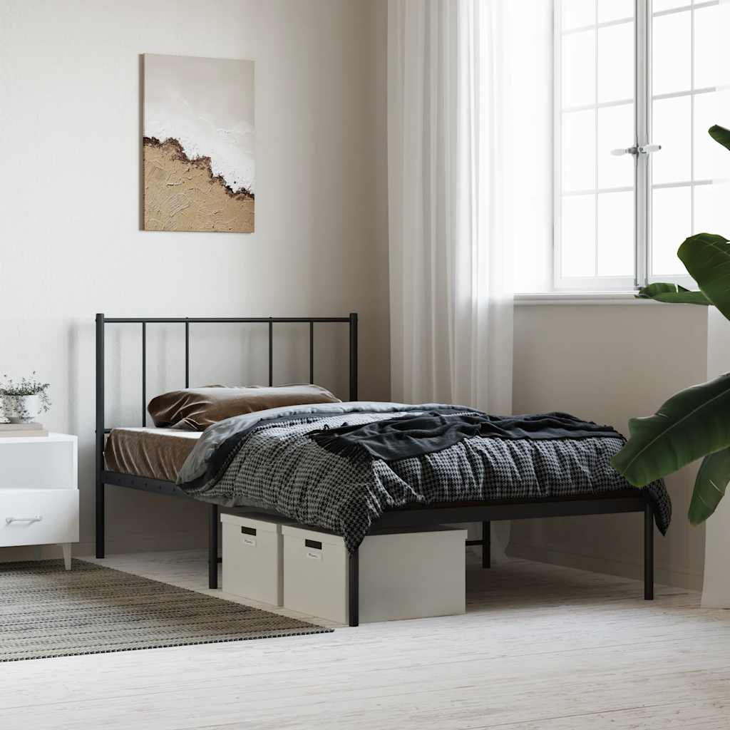sengeramme med sengegavl 90x190 cm metal sort