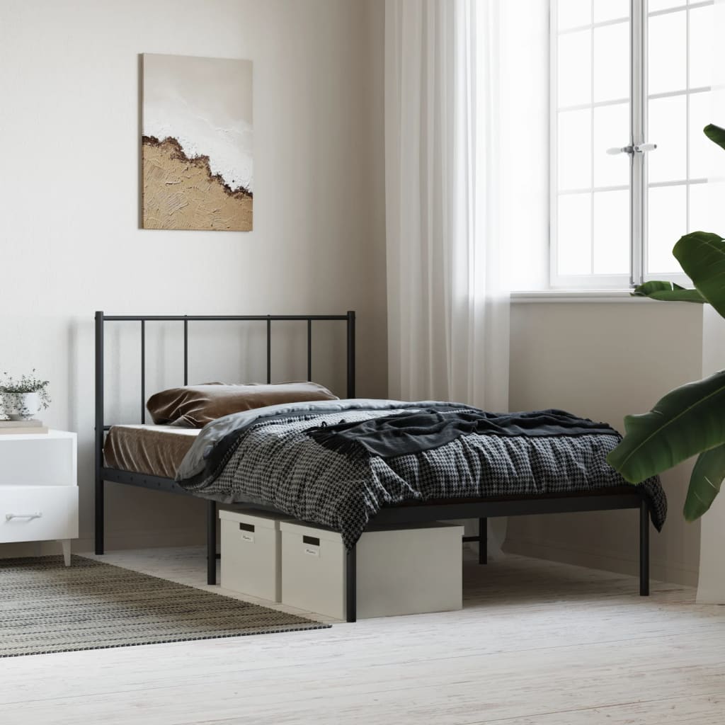 sengeramme med sengegavl 90x200 cm metal sort