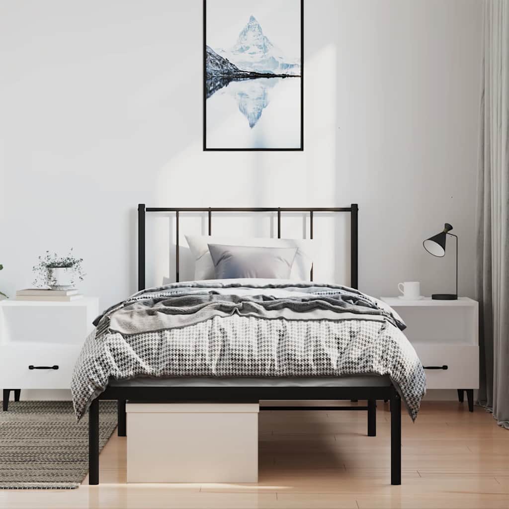 sengeramme med sengegavl 100x190 cm metal sort