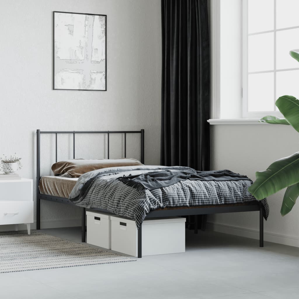 sengeramme med sengegavl 100x200 cm metal sort