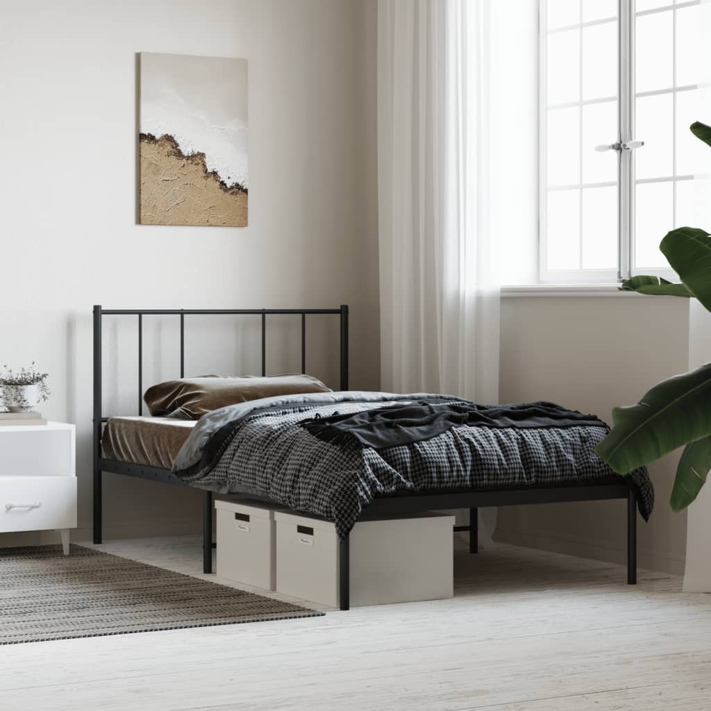 sengeramme med sengegavl 100x200 cm metal sort