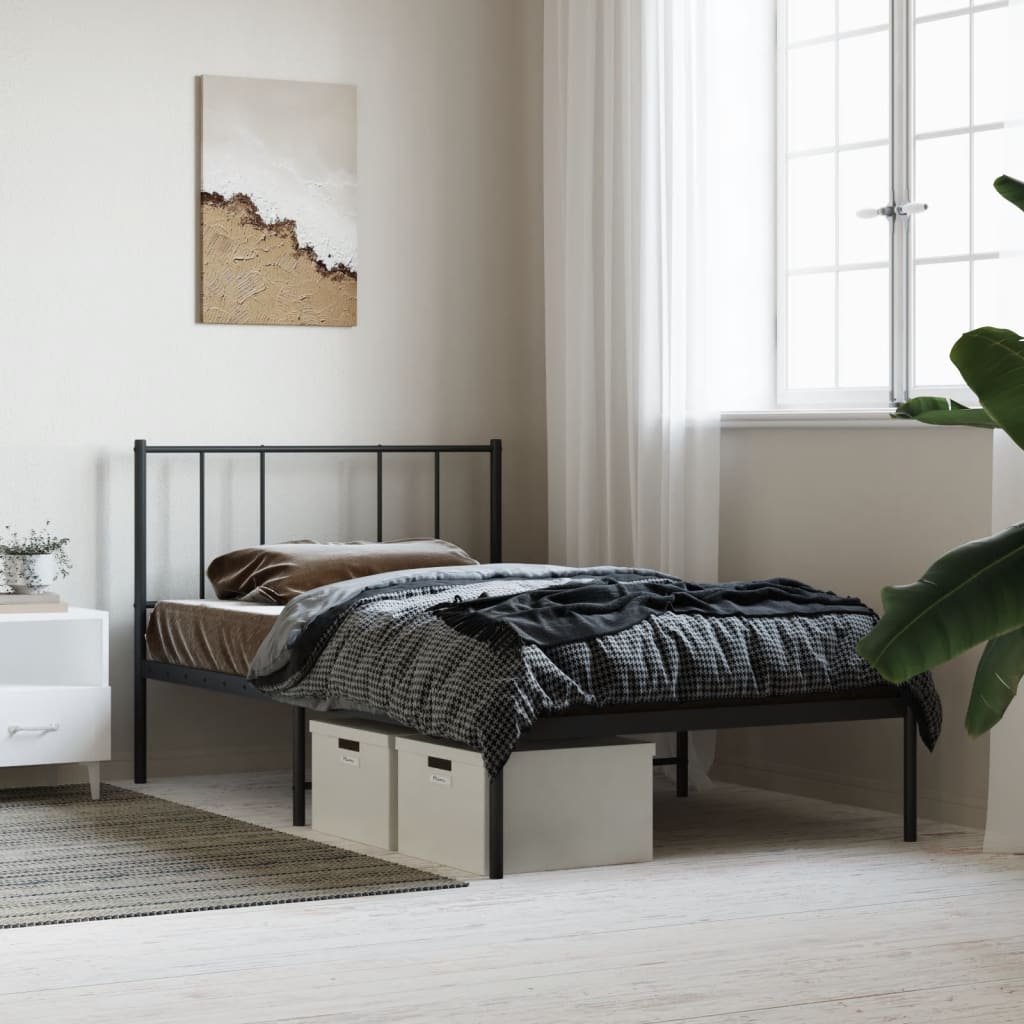 sengeramme med sengegavl 107x203 cm metal sort