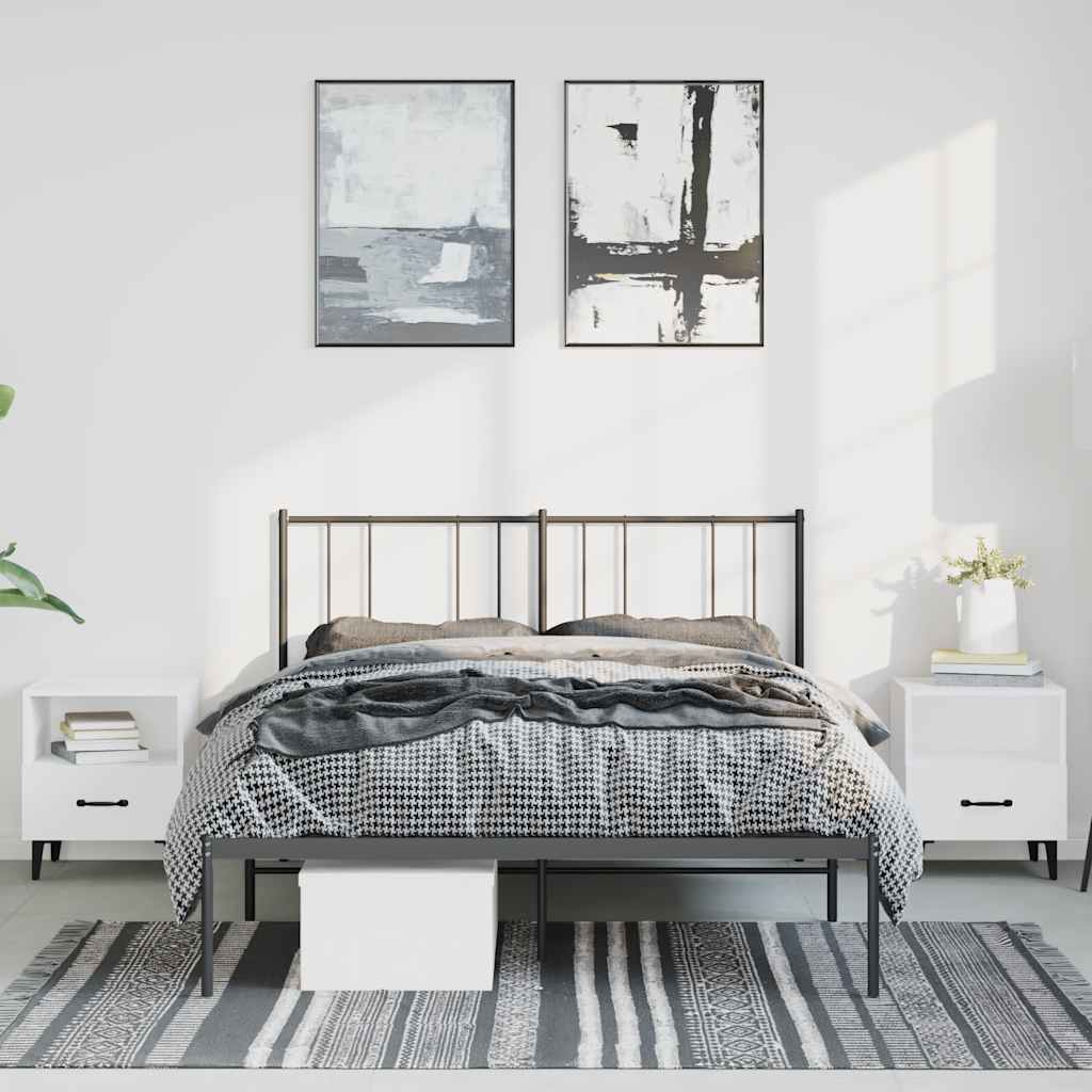 sengeramme med sengegavl 135x190 cm metal sort