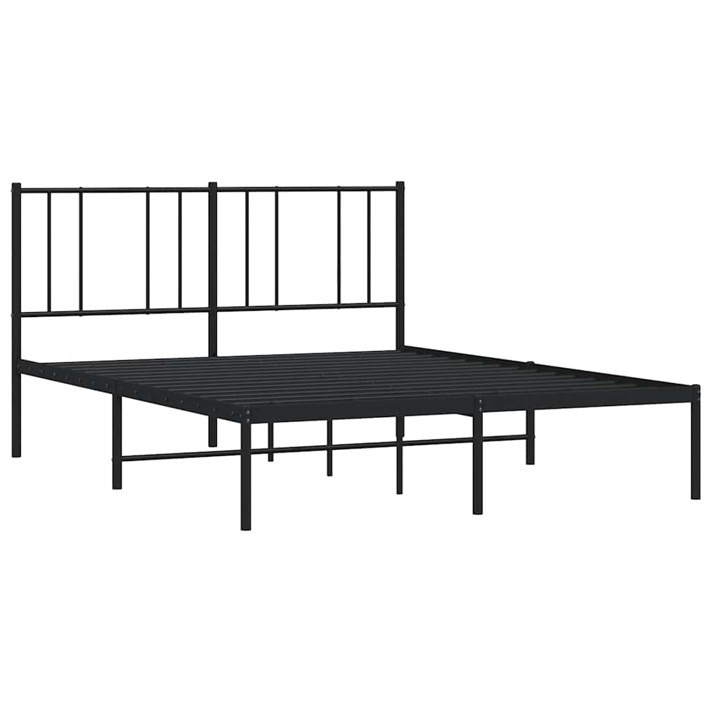 sengeramme med sengegavl 135x190 cm metal sort