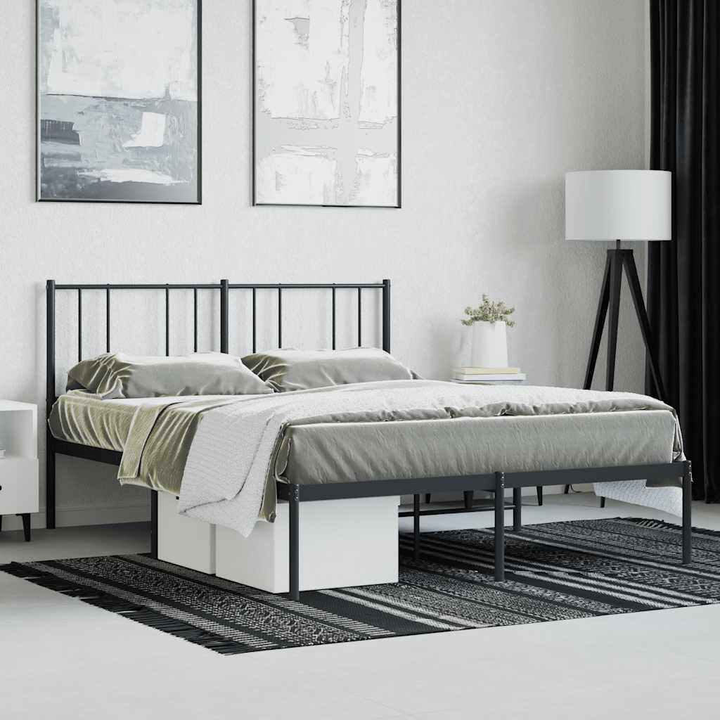 sengeramme med sengegavl 140x190 cm metal sort