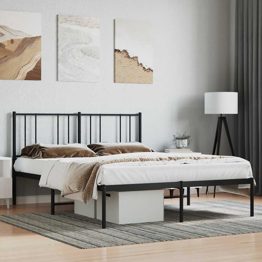 sengeramme med sengegavl 140x190 cm metal sort