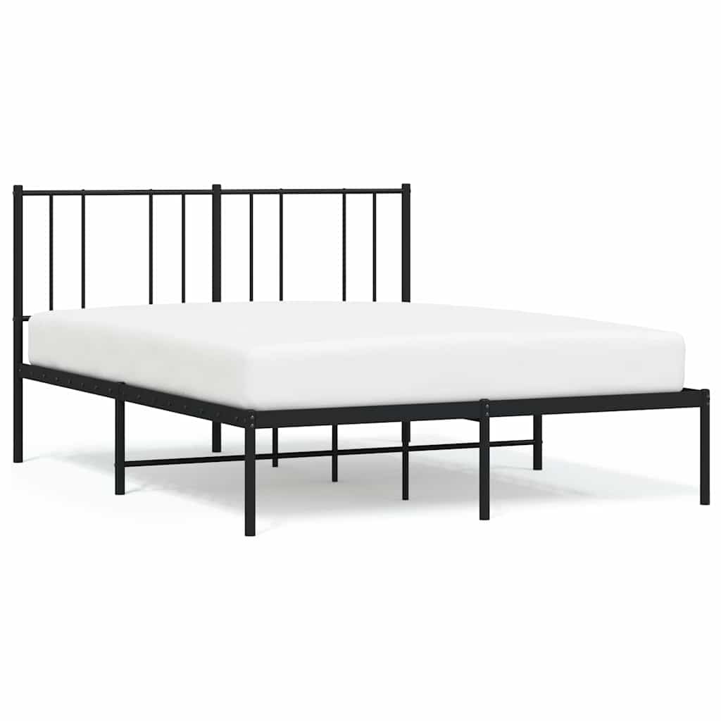sengeramme med sengegavl 150x200 cm metal sort